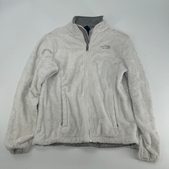 The North Face Fleece Full Zip Jacket Womens Medium M Gray White - Picture 1 of 3